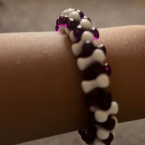 Cute bone bracelet purple and white